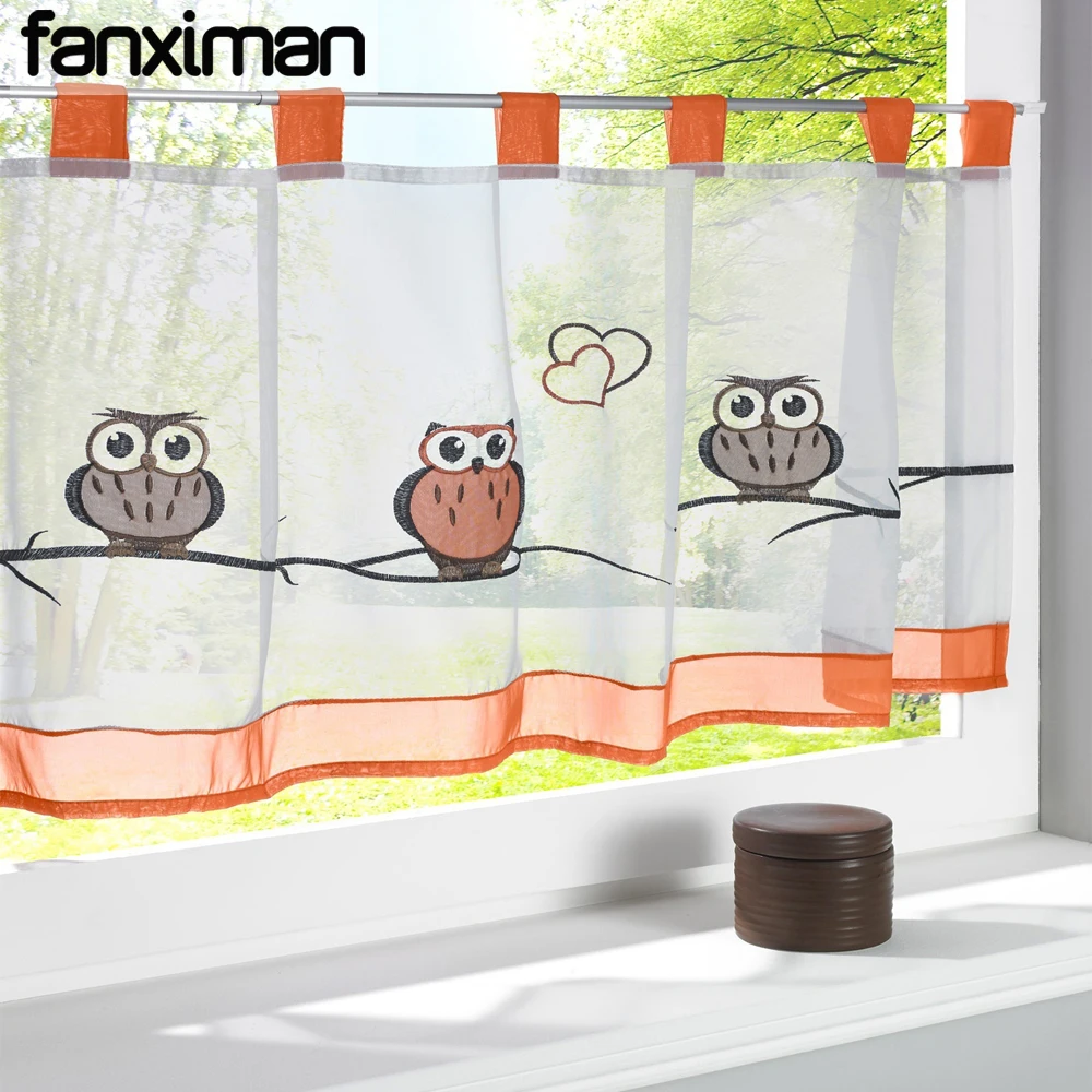 1 PC Owl Embroidered Half Cafe Curtain for Kitchen Pastoral Style Tab Top Sheer Voile Panel Kitchen Curtains Window Screening
1 PC Owl Embroidered Half Cafe Curtain for Kitchen Pastoral Style Tab Top Sheer Voile Panel Kitchen Curtains Window Screening