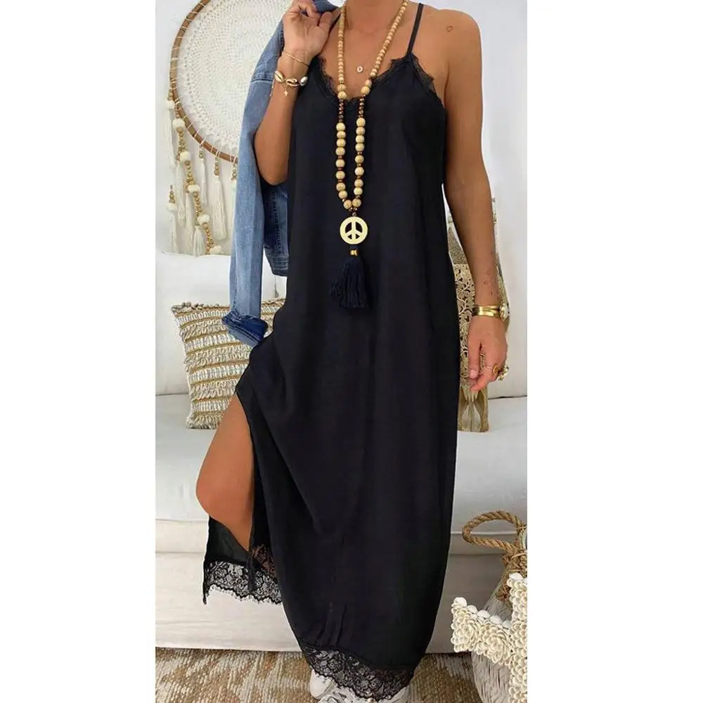 Ladies Sexy Lace Spaghetti Strap Long Dress Women ropa mujer Summer Sling Solid Party Dress Vestidos Verano Robe Femme AD
Ladies Sexy Lace Spaghetti Strap Long Dress Women ropa mujer Summer Sling Solid Party Dress Vestidos Verano Robe Femme AD