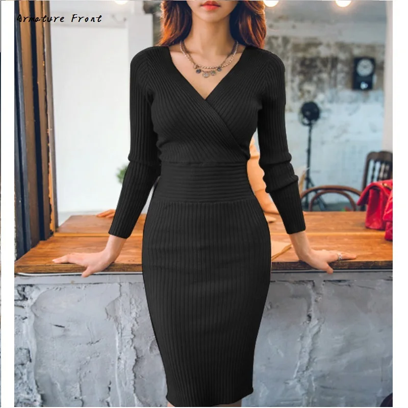 2019 Dress Suitable for 40-70KG Women Knitted Cotton Long sleeve V collar Bodycon dress Comfortable Elegant Sexy Party dress
2019 Dress Suitable for 40-70KG Women Knitted Cotton Long sleeve V collar Bodycon dress Comfortable Elegant Sexy Party dress