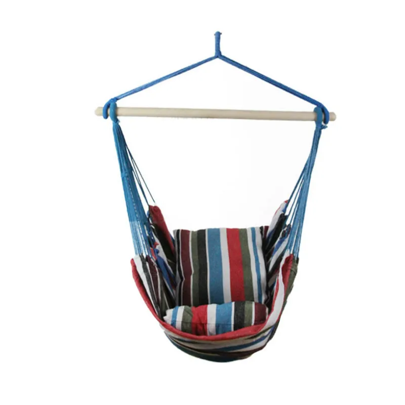 T Dormitory Leisure Hammock Single-person Kids Swing Garden Hanging Chair with 2 Pillows + 80cm Wooden Bar Rocking | Мебель
