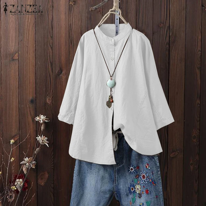 ZANZEA 2019 Women Vintage Long Sleeve Blouse Autumn Top Female Stand Collar Work Shirt Casual Button Solid Linen Blusa Plus Size
ZANZEA 2019 Women Vintage Long Sleeve Blouse Autumn Top Female Stand Collar Work Shirt Casual Button Solid Linen Blusa Plus Size