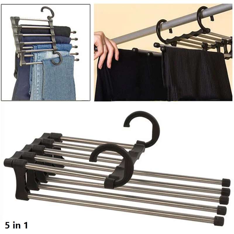 5 in 1 Portable Multifunctional Stainless Steel Pants Trousers Rack Closet Hanger Multi Layer Magic Pants Rack Trouser Hanger
5 in 1 Portable Multifunctional Stainless Steel Pants Trousers Rack Closet Hanger Multi Layer Magic Pants Rack Trouser Hanger