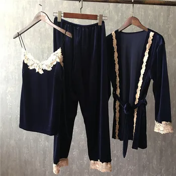 Pajamas Gold velvet women 3-piece sling nightgown homewear sleepwear home service suit Trousers suspenders Womens Pajamas
Pajamas Gold velvet women 3-piece sling nightgown homewear sleepwear home service suit Trousers suspenders Womens Pajamas