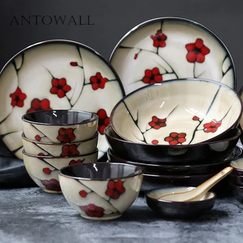 ANTOWALL Japanese Porcelain Red Plum Tableware Household Ceramic Plate Deep Dish Soup Rice bowl Small Soy Sauce Dish
ANTOWALL Japanese Porcelain Red Plum Tableware Household Ceramic Plate Deep Dish Soup Rice bowl Small Soy Sauce Dish