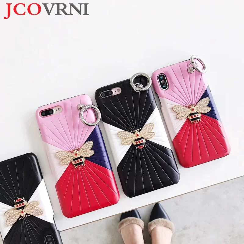 JCOVRNI 2018 Luxury Metal Bee for iPhone 7 8plus Mobile Phone Cover for iPhoneX 6 6S plus Metal Ring Leather Phone Case coque
JCOVRNI 2018 Luxury Metal Bee for iPhone 7 8plus Mobile Phone Cover for iPhoneX 6 6S plus Metal Ring Leather Phone Case coque