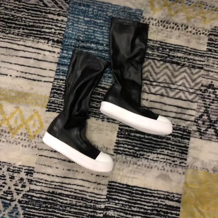 Fashion Casual Boots Mid Heel Black Leather Women Boots Retro Autumn Winter Boots Slip On Mid-calf Boots Shoes Woman Botas Mujer (4)