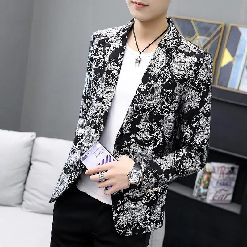 Mens Suits Tuxedos Hot Stamping Casual Blazer Jacket Gold Silver Dress Suit Jacket Floral 2019
Mens Suits Tuxedos Hot Stamping Casual Blazer Jacket Gold Silver Dress Suit Jacket Floral 2019