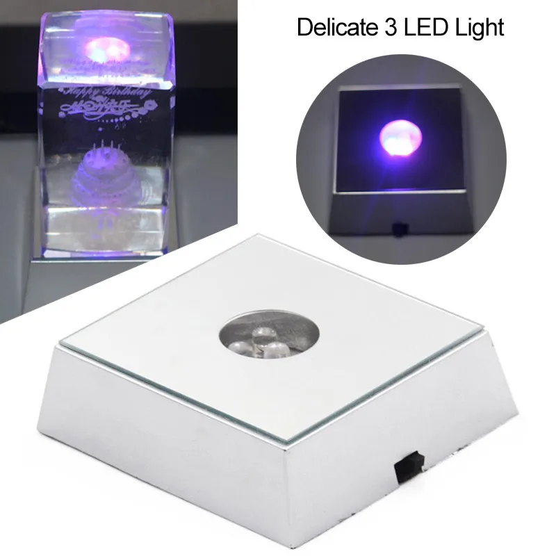 3 LEDs Luminous Base Light Crystal Glass Transparent Objects Display Colorful Square Crystal Figurine Display Stand Base
3 LEDs Luminous Base Light Crystal Glass Transparent Objects Display Colorful Square Crystal Figurine Display Stand Base