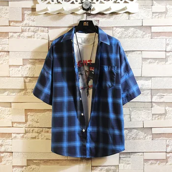 #0114 Summer 2020 Japanese Style Casual Shirts Men Half Sleeve Plaid Shirt Harajuku Loose Dress Shirt Man Cotton Plus Size 5XL
#0114 Summer 2020 Japanese Style Casual Shirts Men Half Sleeve Plaid Shirt Harajuku Loose Dress Shirt Man Cotton Plus Size 5XL