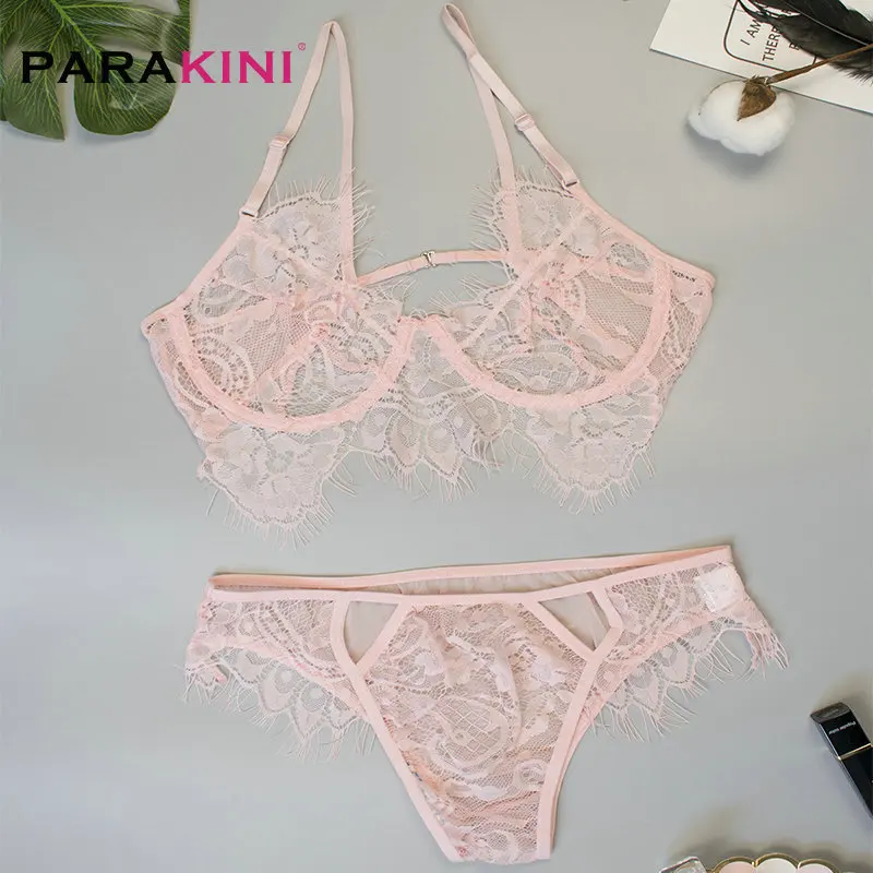 PARAKINI Pink Wireless Eyelash Lace Floral Swimsuit Set Women Bra And Brief Sets Summer Transparent Sexy Bikini Set
PARAKINI Pink Wireless Eyelash Lace Floral Swimsuit Set Women Bra And Brief Sets Summer Transparent Sexy Bikini Set