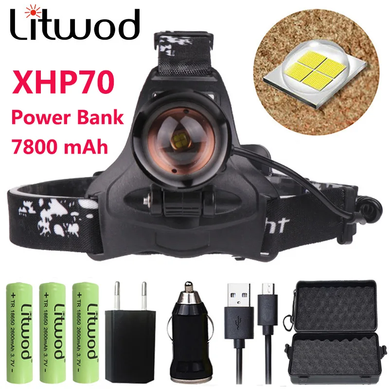 

Litwod Z902806 Original CREE XLamp XHP70 32W powerful Led headlamp 32000lum high power Headlight head lamp flashlight torch