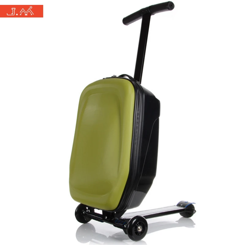 Image J.M Scooter Trunk PC Kids Rolling Luggage High tech Laptop Bag Lazy Person Suitcase on Wheels Weekender Travel Baggage Valise