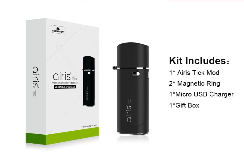 Original Airistech Airis tick Vaporizer 650mah battery vape mod for CBD oil cartridge tank 11mm Voltage Control Vape Pen