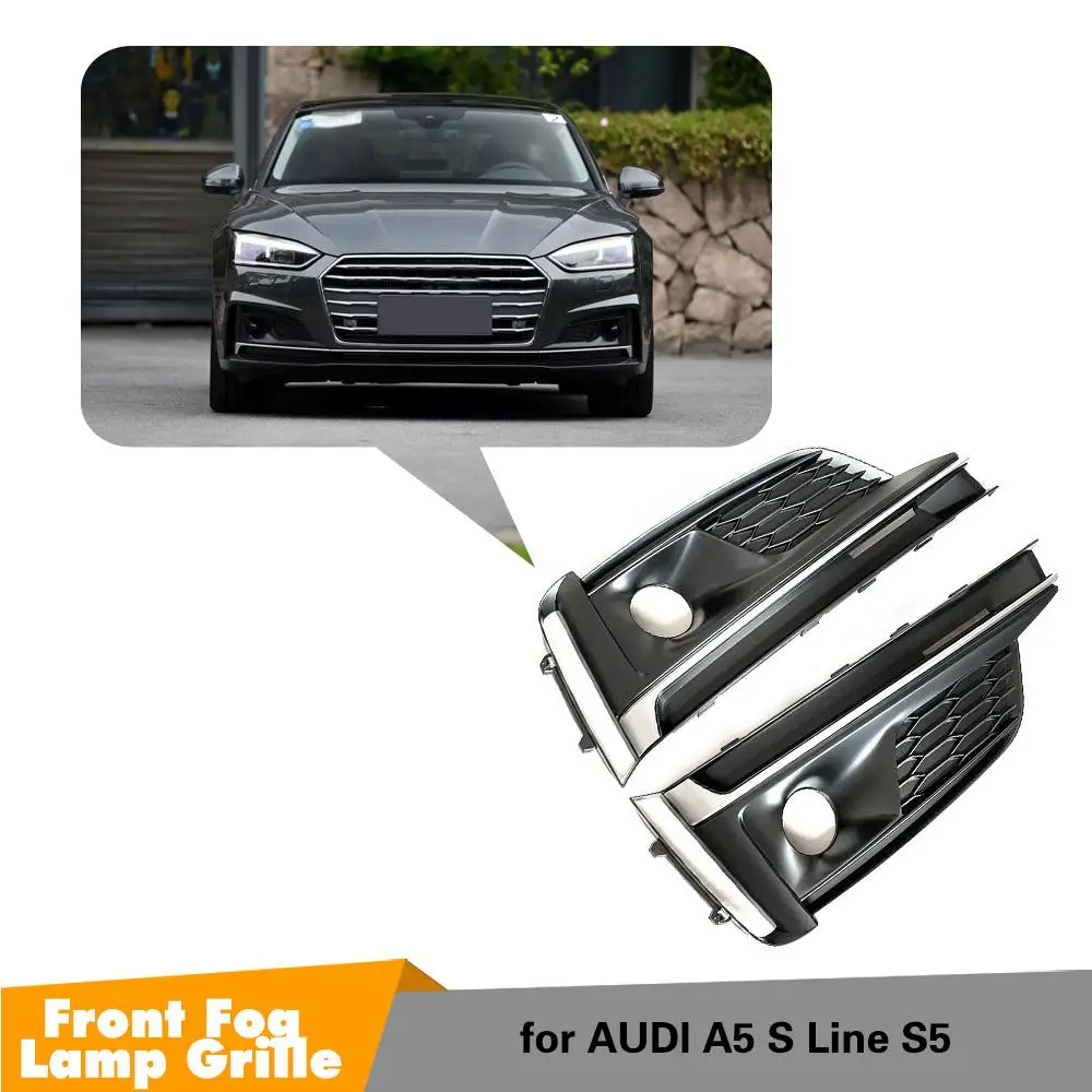 

For A5 S5 Front Fog Light Cover Grill Fog lamp Trim For Audi A5 sport S5 Sline 17-19 front Bumper Fog Light Lamp Racing Grille