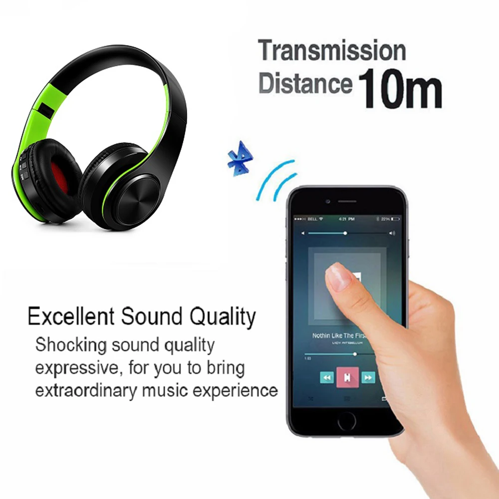 Wireless Headphones Bluetooth Headphone Foldable Headset Music Stereo Bass Earphones With Microphone For PC mobile Phone Mp3