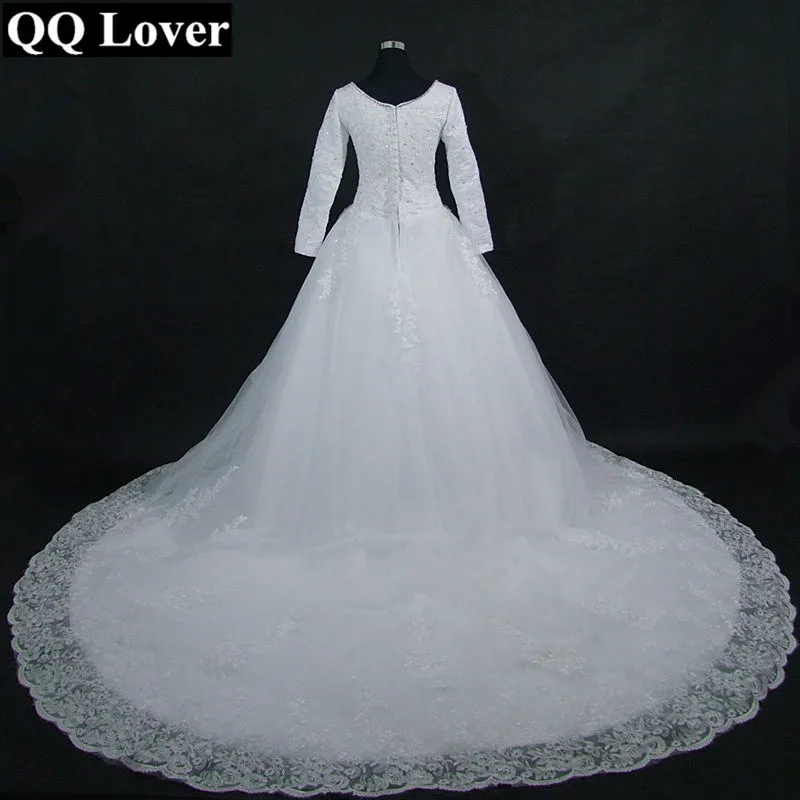 QQ Lover 2019 New Arrival Muslim Big Train Long Sleeves Lace Wedding Dresses Custom-made Plus size Vestido De Novia
QQ Lover 2019 New Arrival Muslim Big Train Long Sleeves Lace Wedding Dresses Custom-made Plus size Vestido De Novia