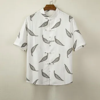 2020 summer new luxury high quality cotton leaves jacquard Chinese style button casual short-sleeved shirt men's fashion shirt 
2020 summer new luxury high quality cotton leaves jacquard Chinese style button casual short-sleeved shirt men's fashion shirt