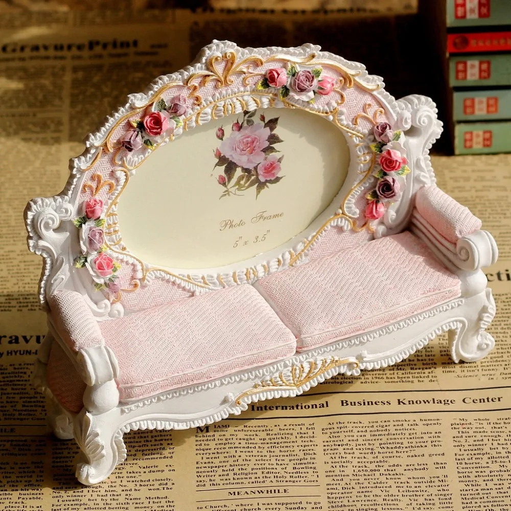 Image Europe Resin two seats Sofa Photo Frame Retro Creative pastoral Cute Picture Frames Wedding Decoration Gifts