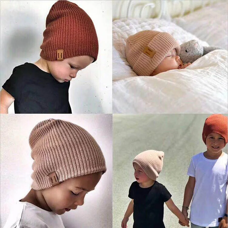 

2019 New Arrival Kids Girl Boy Winter Hat Baby Soft Warm Beanie Cap Crochet Elasticity Knit Hats Children Casual Ear Warmer Cap