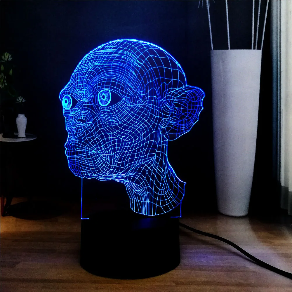 New 3D 7 Color Change LED Cool The Lord of the Rings Gollum Decoration Atmosphere Touch Remote Table Night Lamp Children Present
New 3D 7 Color Change LED Cool The Lord of the Rings Gollum Decoration Atmosphere Touch Remote Table Night Lamp Children Present