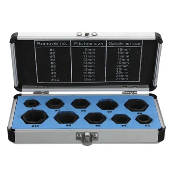 New high quality short bolt screw puller 10 pieces nut removal sleeve tool black 9-19mm
New high quality short bolt screw puller 10 pieces nut removal sleeve tool black 9-19mm