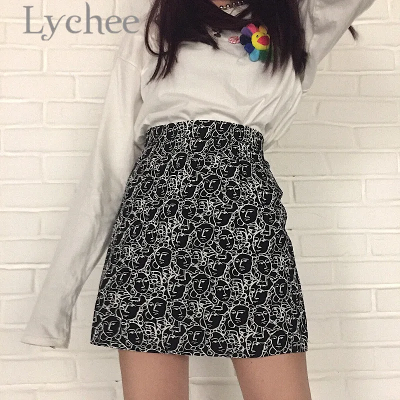 Lychee Harajuku Comic Character Face Print Female Skirts Skinny High Waist Spring Summer Women Skirt
Lychee Harajuku Comic Character Face Print Female Skirts Skinny High Waist Spring Summer Women Skirt