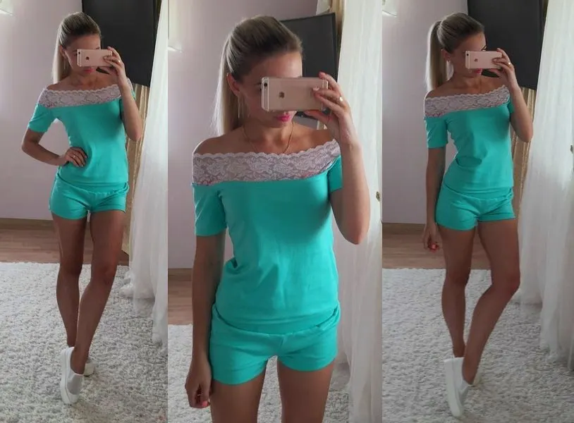 BKLD 2017 Summer Sexy Off Shoulder Women Two Piece Suit Sets Women White Floral Lace Slash Neck Short Sleeved T-shirt And Shorts
BKLD 2017 Summer Sexy Off Shoulder Women Two Piece Suit Sets Women White Floral Lace Slash Neck Short Sleeved T-shirt And Shorts