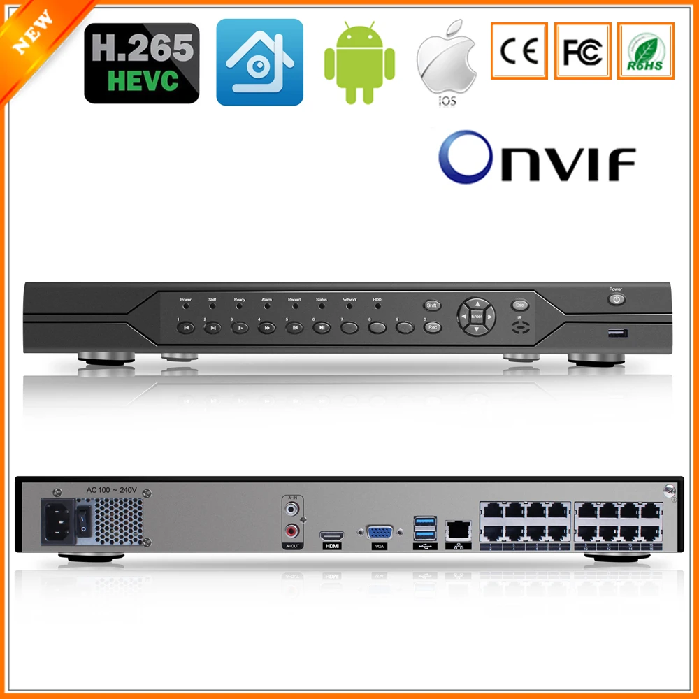 BESDER H.265 16CH 4MP PoE NVR ONVIF P2P XMEye Security Network Video Recorder POE H.265 16CH PoE Ports Two SATA Port 4K Output
BESDER H.265 16CH 4MP PoE NVR ONVIF P2P XMEye Security Network Video Recorder POE H.265 16CH PoE Ports Two SATA Port 4K Output