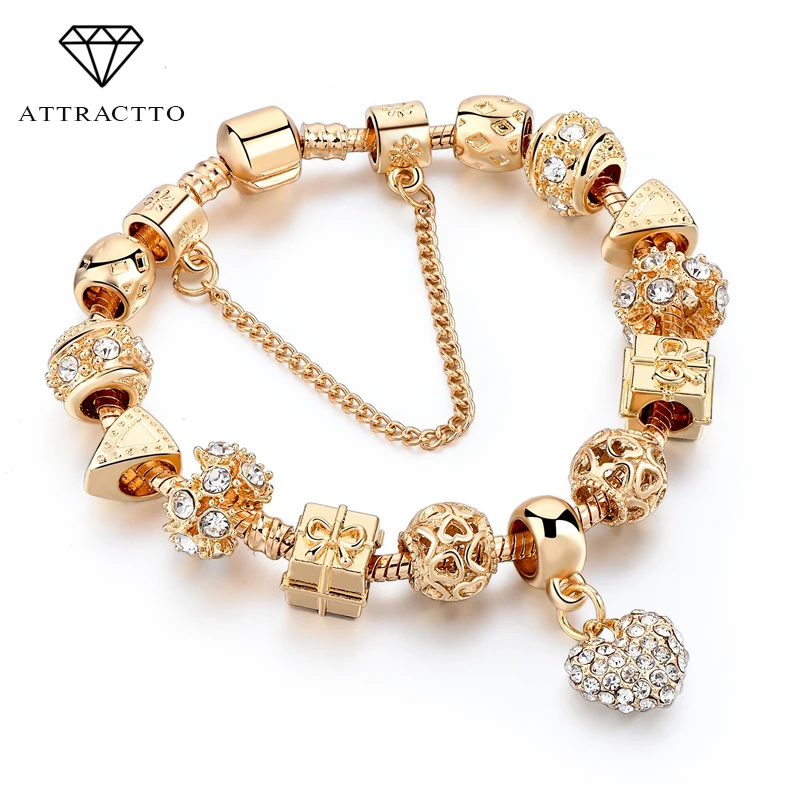 ATTRACTTO Fashion Jewelry Heart Charm Bracelets For Women Crystal Beads Gold Bracelets&Bangles For Pulseira Feminina SBR170009
ATTRACTTO Fashion Jewelry Heart Charm Bracelets For Women Crystal Beads Gold Bracelets&Bangles For Pulseira Feminina SBR170009