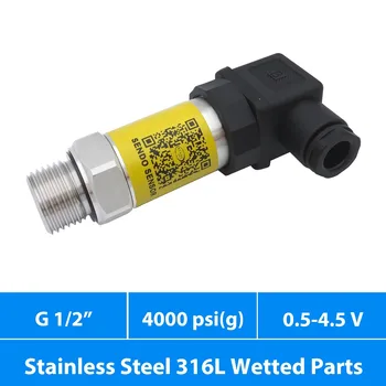 

g1 2 inch thread, 4000 psi pressure sensor transducer, output 0.5 to 4.5V, AISI 316L diaphragm & wetted parts, for liquid & gas