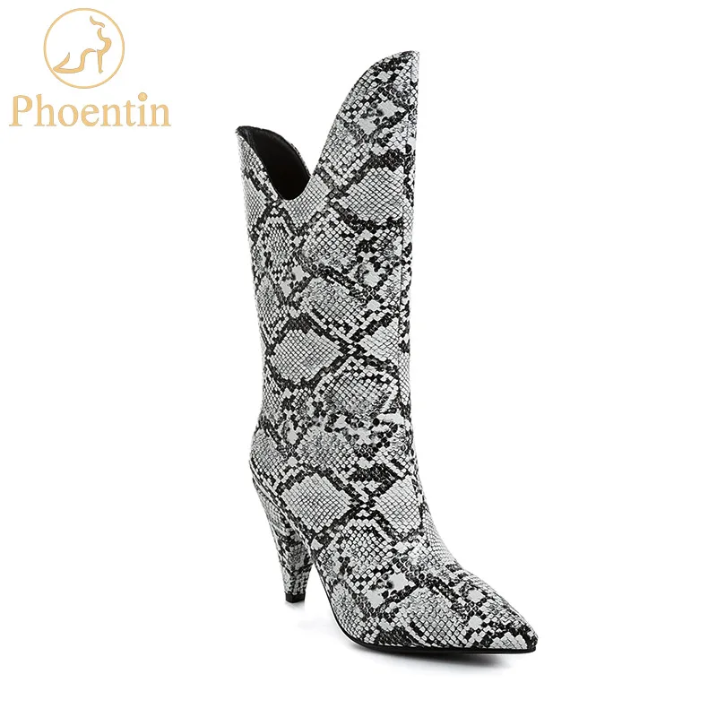 Phoentin 2019 new arrival snake print booties spike high heels v shape top pointed toe pu leather slip on mid calf boots FT710
Phoentin 2019 new arrival snake print booties spike high heels v shape top pointed toe pu leather slip on mid calf boots FT710