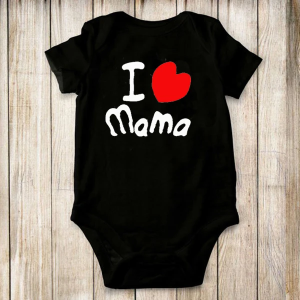 Боди детское хлопковое с круглым вырезом и принтом I Love Mama | Мать ребенок