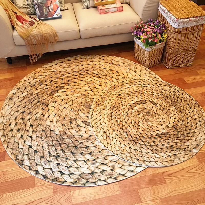 Image Large Round Carpet 120cm mat Japanese modern minimalist living room bedroom round coffee table swivel chair rug