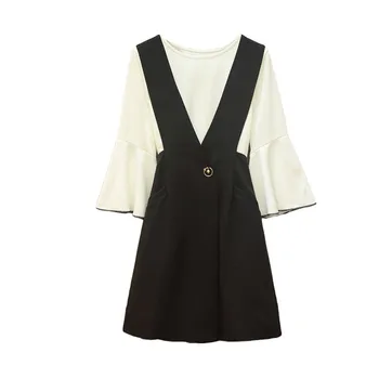 2018 Fashion Vestidos Autumn Women Suits Casual Two Piece Dress Set Elegant Flare Sleeve White Tops V Neck Black Mini Skirt Sets
2018 Fashion Vestidos Autumn Women Suits Casual Two Piece Dress Set Elegant Flare Sleeve White Tops V Neck Black Mini Skirt Sets