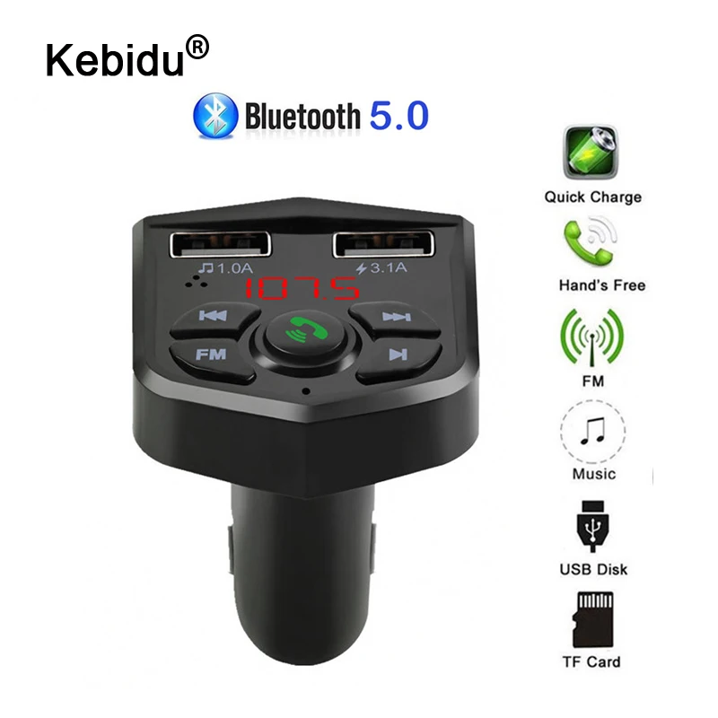 FM Transmitter Aux Modulator Bluetooth 5.0 Handsfree Car Audio MP3 Player with 3.1A Quick Charge Dual USB Car Charger Support TF
FM Transmitter Aux Modulator Bluetooth 5.0 Handsfree Car Audio MP3 Player with 3.1A Quick Charge Dual USB Car Charger Support TF