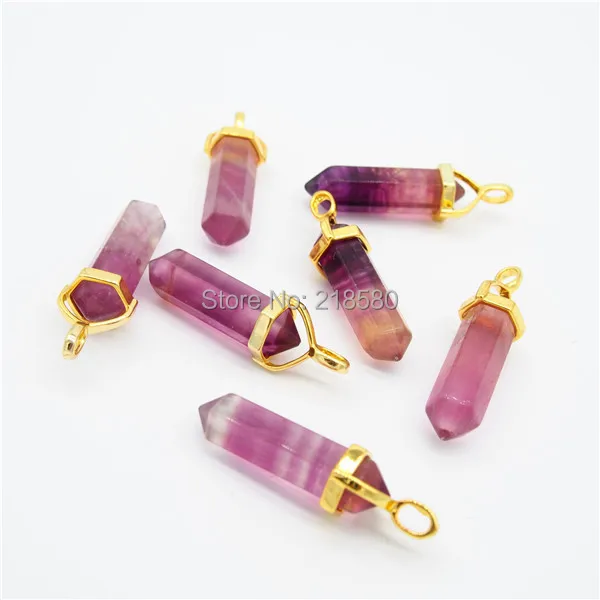 P15042311 Purple Fluorite Double Terminated Pendant Gold Electroplated Bail Pencil Point Pendant Silver or Gold Bail
P15042311 Purple Fluorite Double Terminated Pendant Gold Electroplated Bail Pencil Point Pendant Silver or Gold Bail