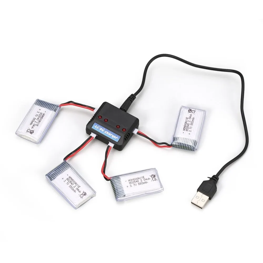 4Pcs 3.7V 550mAh Battery + 4 in 1 USB Charger for Syma X5C X5C-1 X5SC X5SW MJX X705C RC Drone Quadcopter Spare Battery Parts
4Pcs 3.7V 550mAh Battery + 4 in 1 USB Charger for Syma X5C X5C-1 X5SC X5SW MJX X705C RC Drone Quadcopter Spare Battery Parts