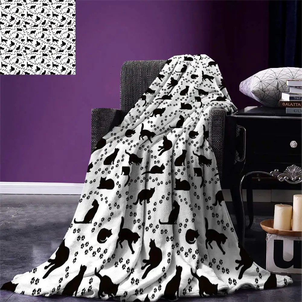 Cat Throw Blanket Cat Silhouette and Animal Tracks Pattern Paws Footprints Kitties Different Poses Warm Microfiber
Cat Throw Blanket Cat Silhouette and Animal Tracks Pattern Paws Footprints Kitties Different Poses Warm Microfiber