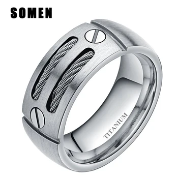 8mm Silver Color Titanium Ring Men Stainless Steel Cables Screws Male Engagement Fashion Jewelry Wedding Band anillos mujer
8mm Silver Color Titanium Ring Men Stainless Steel Cables Screws Male Engagement Fashion Jewelry Wedding Band anillos mujer