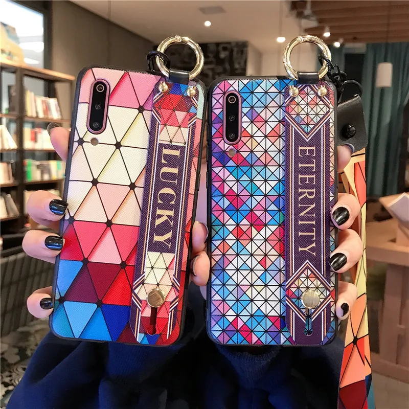 Luxury Brand For Xiaomi Mi 9 Xiaomi Redmi Note 7 5 Mi8 Youth 8 Se Case Stylish PC Phone Case With Wrist Strap For Redmi Note 7