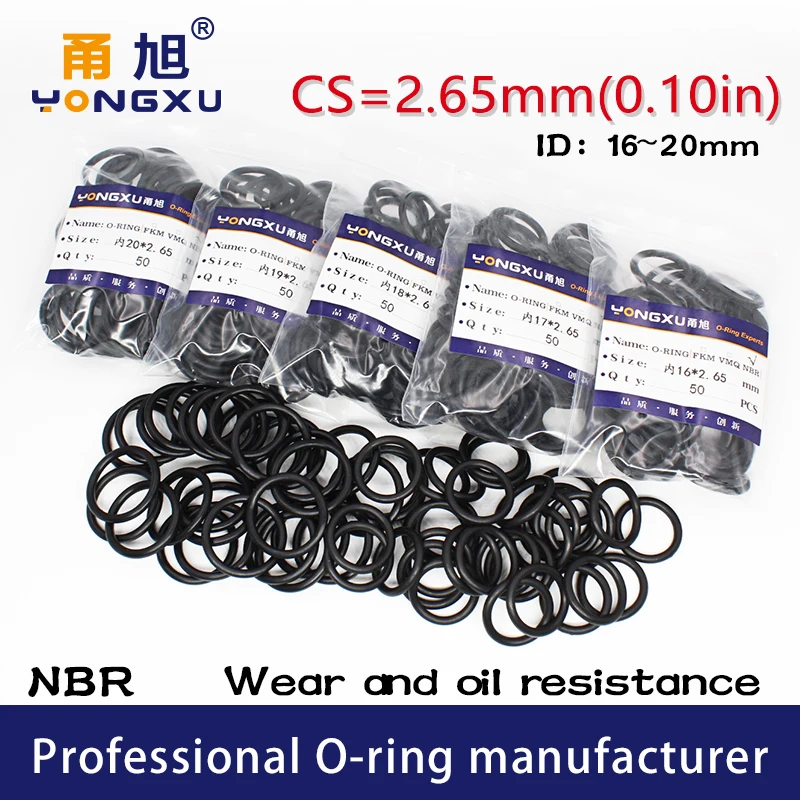 100PCS/lot Black NBR Sealing O-Ring 2.65mm Thickness ID16/17/18/19/20mm O Ring Seal Rubber Gasket Rings Oil resistance Washer
100PCS/lot Black NBR Sealing O-Ring 2.65mm Thickness ID16/17/18/19/20mm O Ring Seal Rubber Gasket Rings Oil resistance Washer