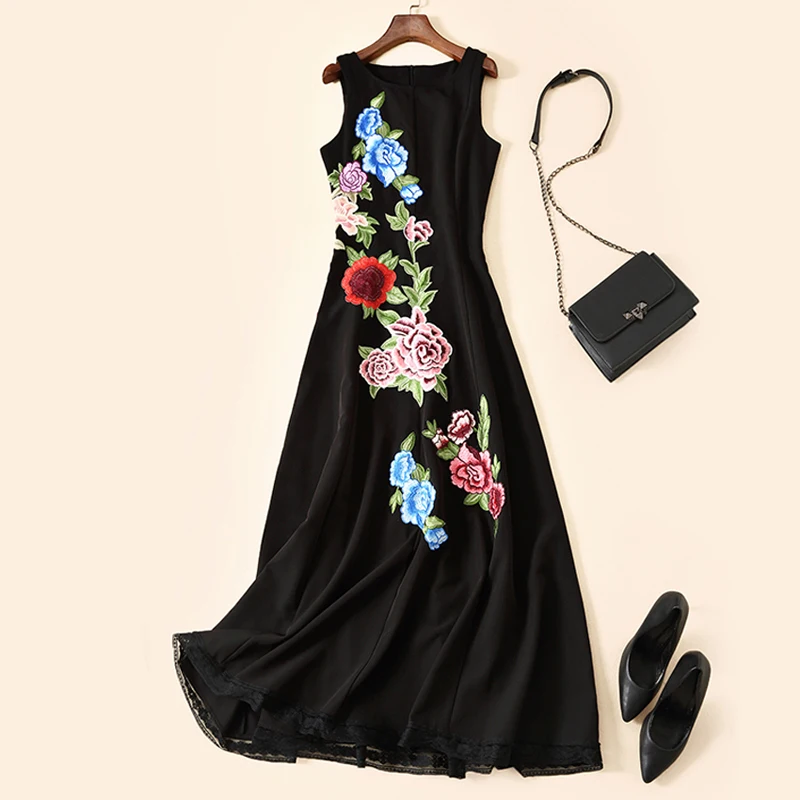 High-end Sleeveless Embroidered Vintage Dress 2019 Summer New Women's Beautiful Dresses High-end Custom Tailored Elegant Dress
High-end Sleeveless Embroidered Vintage Dress 2019 Summer New Women's Beautiful Dresses High-end Custom Tailored Elegant Dress