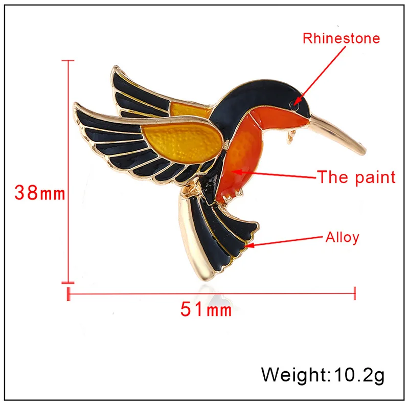 New Arrivals Humming Bird Enamel Brooches And Pins Stone Pin Badges Animal Gold Color Brooch Cartoon Hat For Clothes | Украшения и