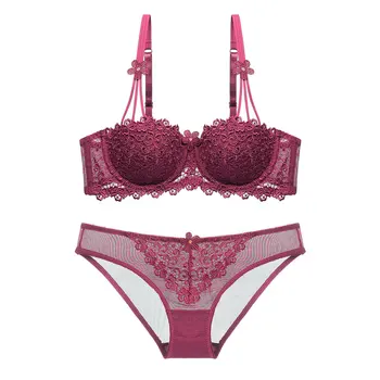 High Quality Lingerie Bra and Panty Set Sexy Lace Push Up Floral Embroidery Underwear Padded Intimates for Ladies Underwire Mesh
High Quality Lingerie Bra and Panty Set Sexy Lace Push Up Floral Embroidery Underwear Padded Intimates for Ladies Underwire Mesh