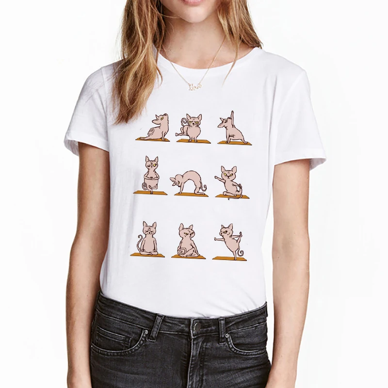 T shirt Women Sphynx Cat Yo.ga Design Fashion Women Lovely Kitten Zen Print T Shirt Summer Casual Tops Cute Girl hipster Tees
T shirt Women Sphynx Cat Yo.ga Design Fashion Women Lovely Kitten Zen Print T Shirt Summer Casual Tops Cute Girl hipster Tees