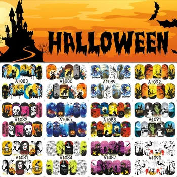 12 Sheets Halloween Nail Art Water Transfer Sticker Deer Full Cover Decals Skull Cool Stickers Wrap Tips Decoration A1081-1092
12 Sheets Halloween Nail Art Water Transfer Sticker Deer Full Cover Decals Skull Cool Stickers Wrap Tips Decoration A1081-1092