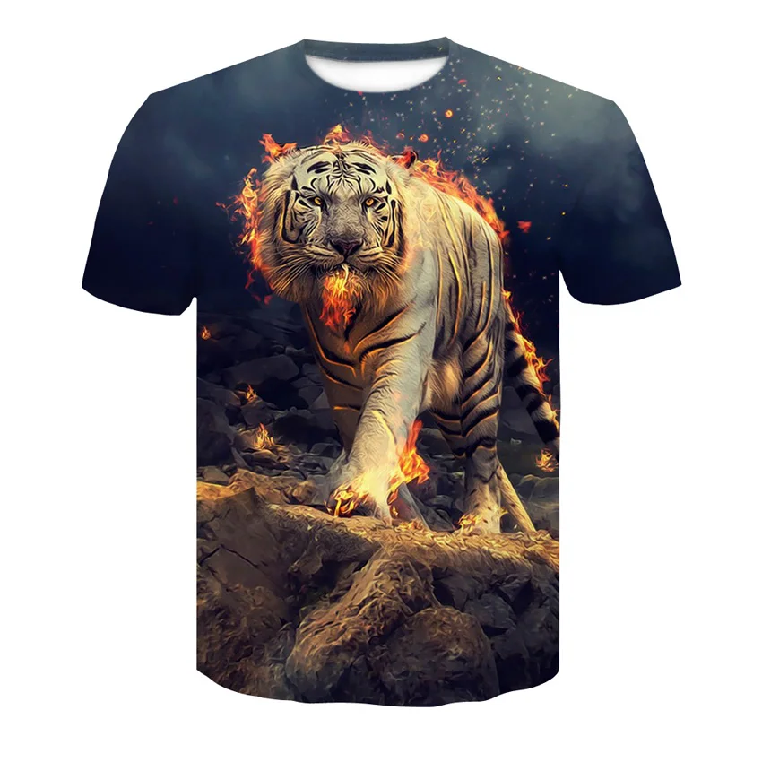 2019 new flame tiger 3D printed T-shirt, cool men's personality black T-shirt short-sleeved men's street top
2019 new flame tiger 3D printed T-shirt, cool men's personality black T-shirt short-sleeved men's street top