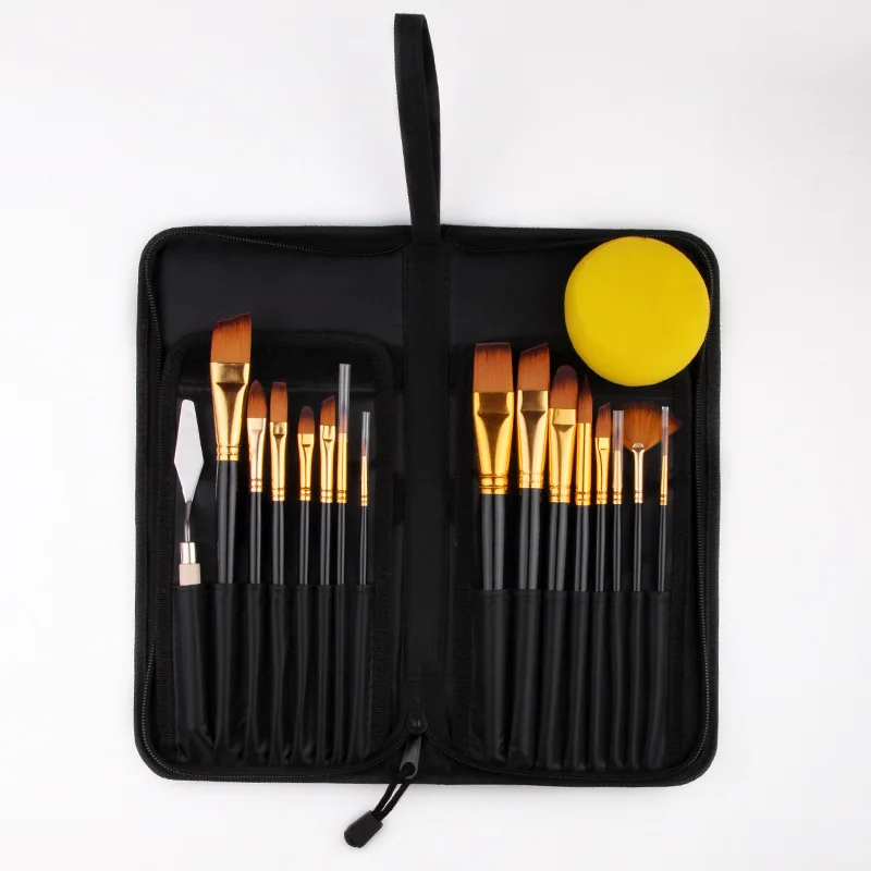 17 Pcs Artist Paint Brush Set With Carrying Case Knife Case Sponge Painting Black for Watercolor Paintbrush Oil Acrylic Painting
17 Pcs Artist Paint Brush Set With Carrying Case Knife Case Sponge Painting Black for Watercolor Paintbrush Oil Acrylic Painting
