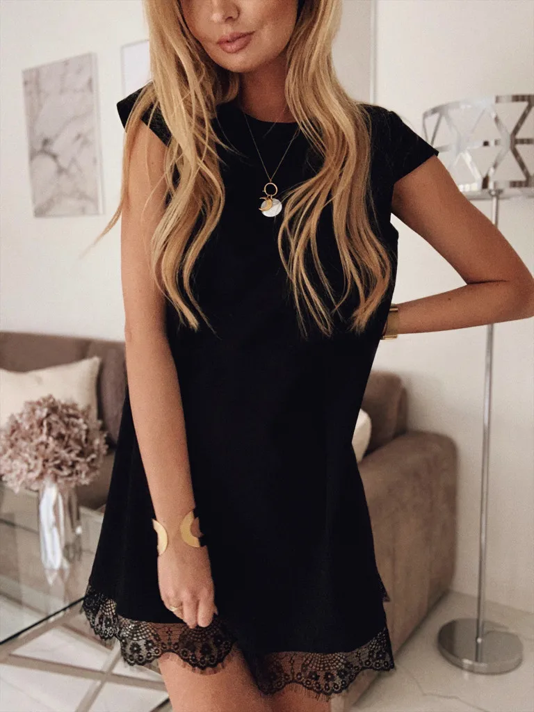 Casual Sleeveless Black Dress Womens Ladies O Neck Short Sleeve Lace Mini Dress Summer Holiday Beach Party Short Beach Dress
Casual Sleeveless Black Dress Womens Ladies O Neck Short Sleeve Lace Mini Dress Summer Holiday Beach Party Short Beach Dress