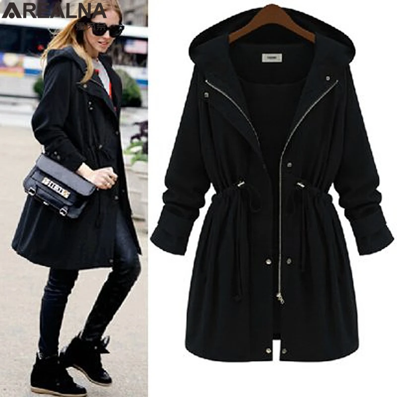 2018 Autumn Winter casual Hooded Trench Coat Women Plus Size Long Sleeve Mid Long Army Green black Female Coats Casaco Feminino
2018 Autumn Winter casual Hooded Trench Coat Women Plus Size Long Sleeve Mid Long Army Green black Female Coats Casaco Feminino